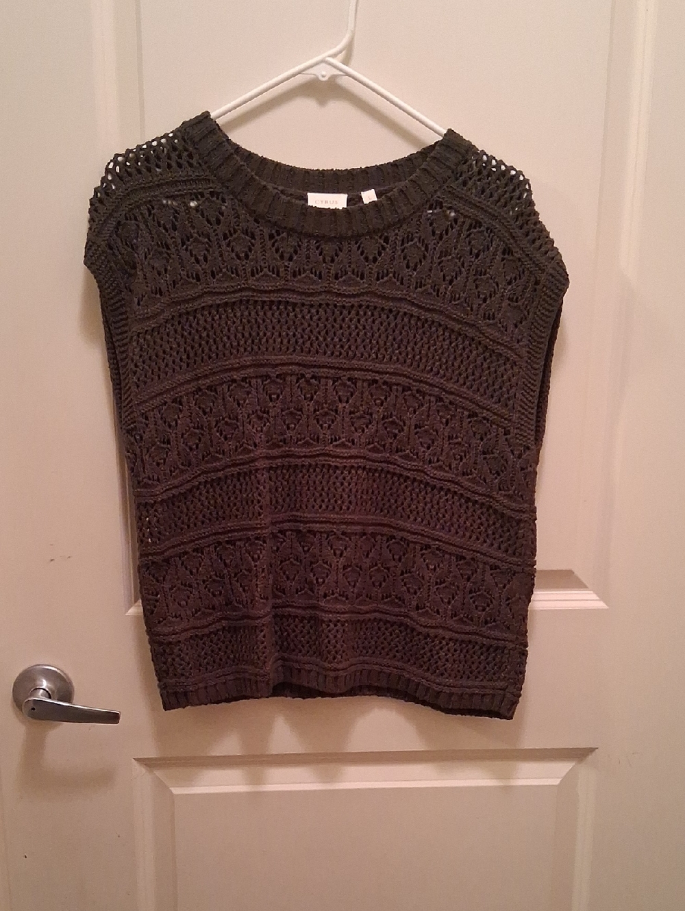 Cyrus Openwork Knit Sleeveless Tank - Olive Green